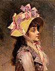Famous Pink Paintings - Portrait Of A Lady In Pink Ribbons